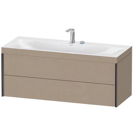 Duravit Xviu 47" x 20" x 19" Two Drawer C-Bonded Wall-Mount Vanity Kit With Two Tap Holes, Linen (XV4617EB275C)