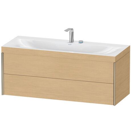Duravit Xviu 47" x 20" x 19" Two Drawer C-Bonded Wall-Mount Vanity Kit With Two Tap Holes, Natural Oak (XV4617EB130C)