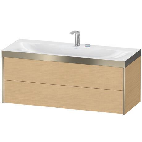 Duravit Xviu 47" x 20" x 19" Two Drawer C-Bonded Wall-Mount Vanity Kit With Two Tap Holes, Natural Oak (XV4617EB130P)