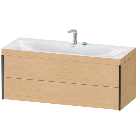 Duravit Xviu 47" x 20" x 19" Two Drawer C-Bonded Wall-Mount Vanity Kit With Two Tap Holes, Natural Oak (XV4617EB230C)