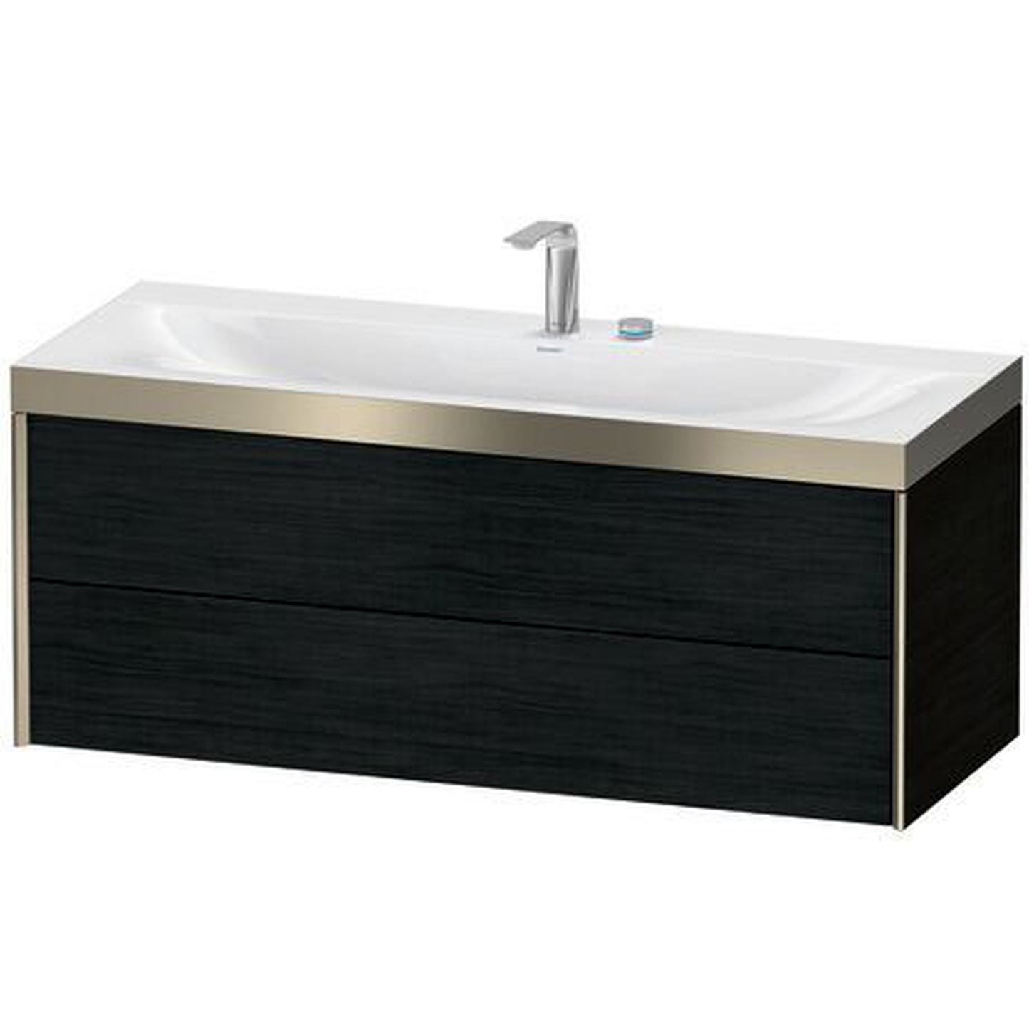 Duravit Xviu 47" x 20" x 19" Two Drawer C-Bonded Wall-Mount Vanity Kit With Two Tap Holes, Oak Black (XV4617EB116P)