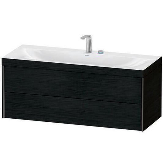 Duravit Xviu 47" x 20" x 19" Two Drawer C-Bonded Wall-Mount Vanity Kit With Two Tap Holes, Oak Black (XV4617EB216C)