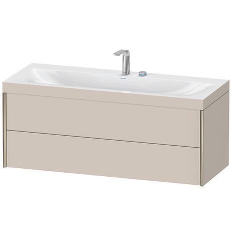 Duravit Xviu 47" x 20" x 19" Two Drawer C-Bonded Wall-Mount Vanity Kit With Two Tap Holes, Taupe (XV4617EB191C)