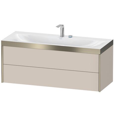 Duravit Xviu 47" x 20" x 19" Two Drawer C-Bonded Wall-Mount Vanity Kit With Two Tap Holes, Taupe (XV4617EB191P)
