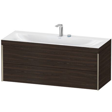 Duravit Xviu 47" x 20" x 19" Two Drawer C-Bonded Wall-Mount Vanity Kit With Two Tap Holes, Walnut Brushed (XV4617EB169C)