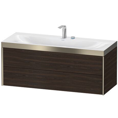 Duravit Xviu 47" x 20" x 19" Two Drawer C-Bonded Wall-Mount Vanity Kit With Two Tap Holes, Walnut Brushed (XV4617EB169P)