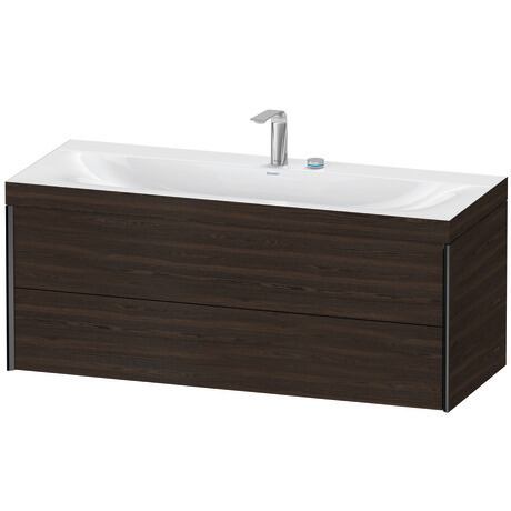 Duravit Xviu 47" x 20" x 19" Two Drawer C-Bonded Wall-Mount Vanity Kit With Two Tap Holes, Walnut Brushed (XV4617EB269C)
