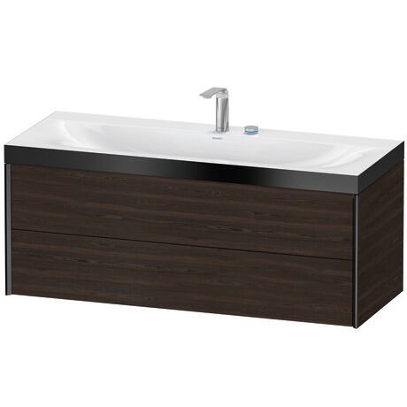 Duravit Xviu 47" x 20" x 19" Two Drawer C-Bonded Wall-Mount Vanity Kit With Two Tap Holes, Walnut Brushed (XV4617EB269P)
