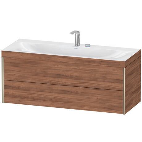 Duravit Xviu 47" x 20" x 19" Two Drawer C-Bonded Wall-Mount Vanity Kit With Two Tap Holes, Walnut (XV4617EB179C)