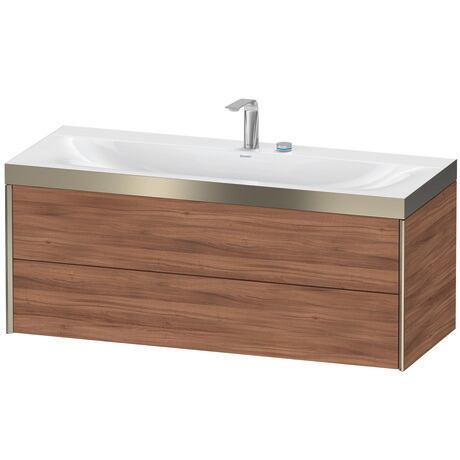 Duravit Xviu 47" x 20" x 19" Two Drawer C-Bonded Wall-Mount Vanity Kit With Two Tap Holes, Walnut (XV4617EB179P)