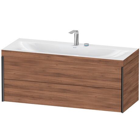Duravit Xviu 47" x 20" x 19" Two Drawer C-Bonded Wall-Mount Vanity Kit With Two Tap Holes, Walnut (XV4617EB279C)