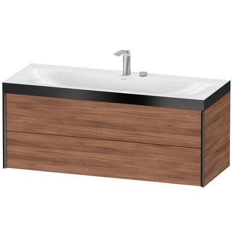 Duravit Xviu 47" x 20" x 19" Two Drawer C-Bonded Wall-Mount Vanity Kit With Two Tap Holes, Walnut (XV4617EB279P)