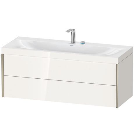 Duravit Xviu 47" x 20" x 19" Two Drawer C-Bonded Wall-Mount Vanity Kit With Two Tap Holes, White (XV4617EB122C)