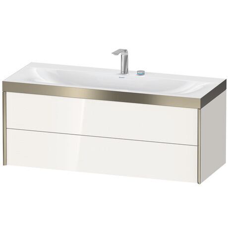 Duravit Xviu 47" x 20" x 19" Two Drawer C-Bonded Wall-Mount Vanity Kit With Two Tap Holes, White (XV4617EB122P)