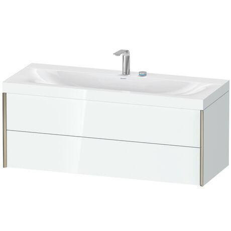 Duravit Xviu 47" x 20" x 19" Two Drawer C-Bonded Wall-Mount Vanity Kit With Two Tap Holes, White (XV4617EB185C)