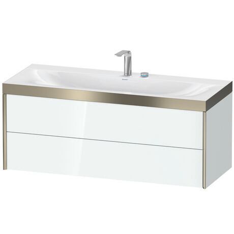 Duravit Xviu 47" x 20" x 19" Two Drawer C-Bonded Wall-Mount Vanity Kit With Two Tap Holes, White (XV4617EB185P)