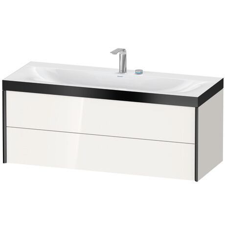 Duravit Xviu 47" x 20" x 19" Two Drawer C-Bonded Wall-Mount Vanity Kit With Two Tap Holes, White (XV4617EB222P)