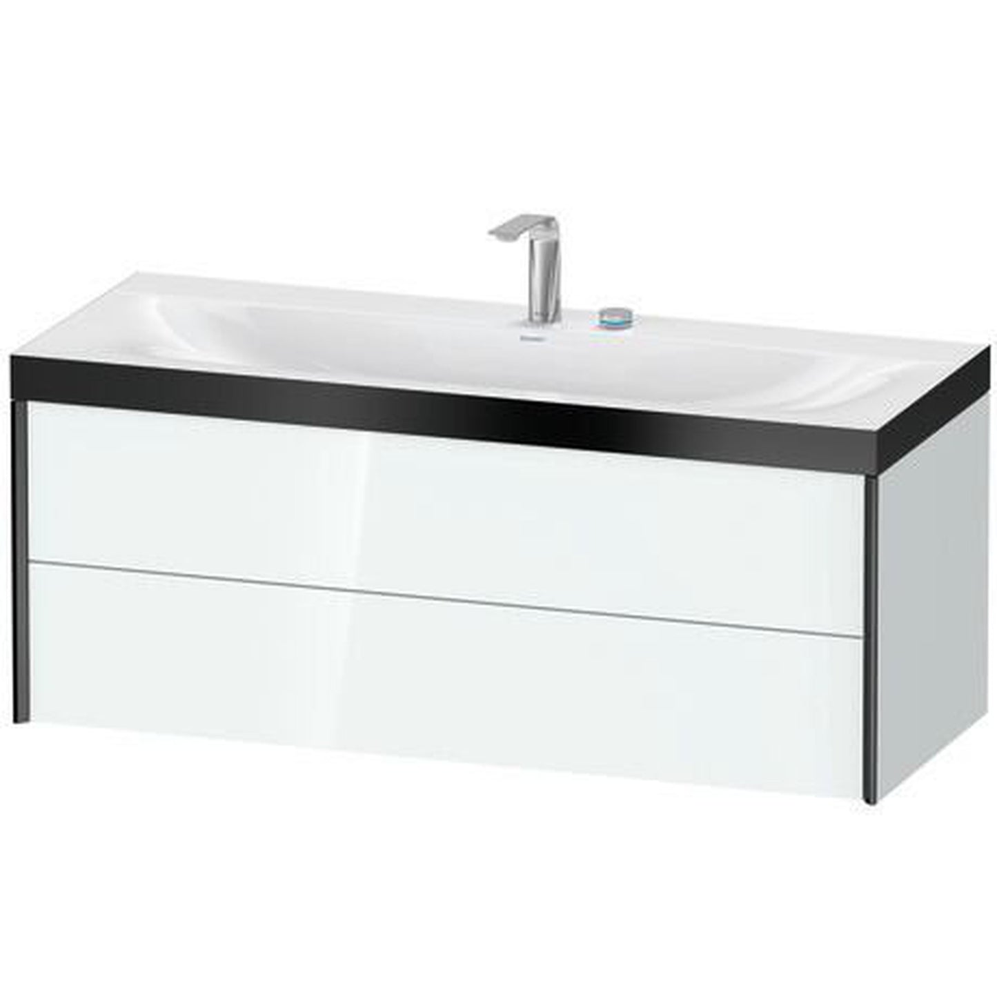 Duravit Xviu 47" x 20" x 19" Two Drawer C-Bonded Wall-Mount Vanity Kit With Two Tap Holes, White (XV4617EB285P)