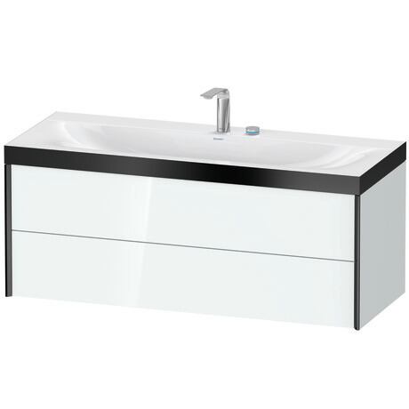 Duravit Xviu 47" x 20" x 19" Two Drawer C-Bonded Wall-Mount Vanity Kit With Two Tap Holes, White (XV4617EB285P)