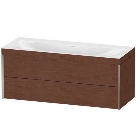 Duravit Xviu 47" x 20" x 19" Two Drawer C-Bonded Wall-Mount Vanity Kit Without Tap Hole, American Walnut (XV4617NB113C)