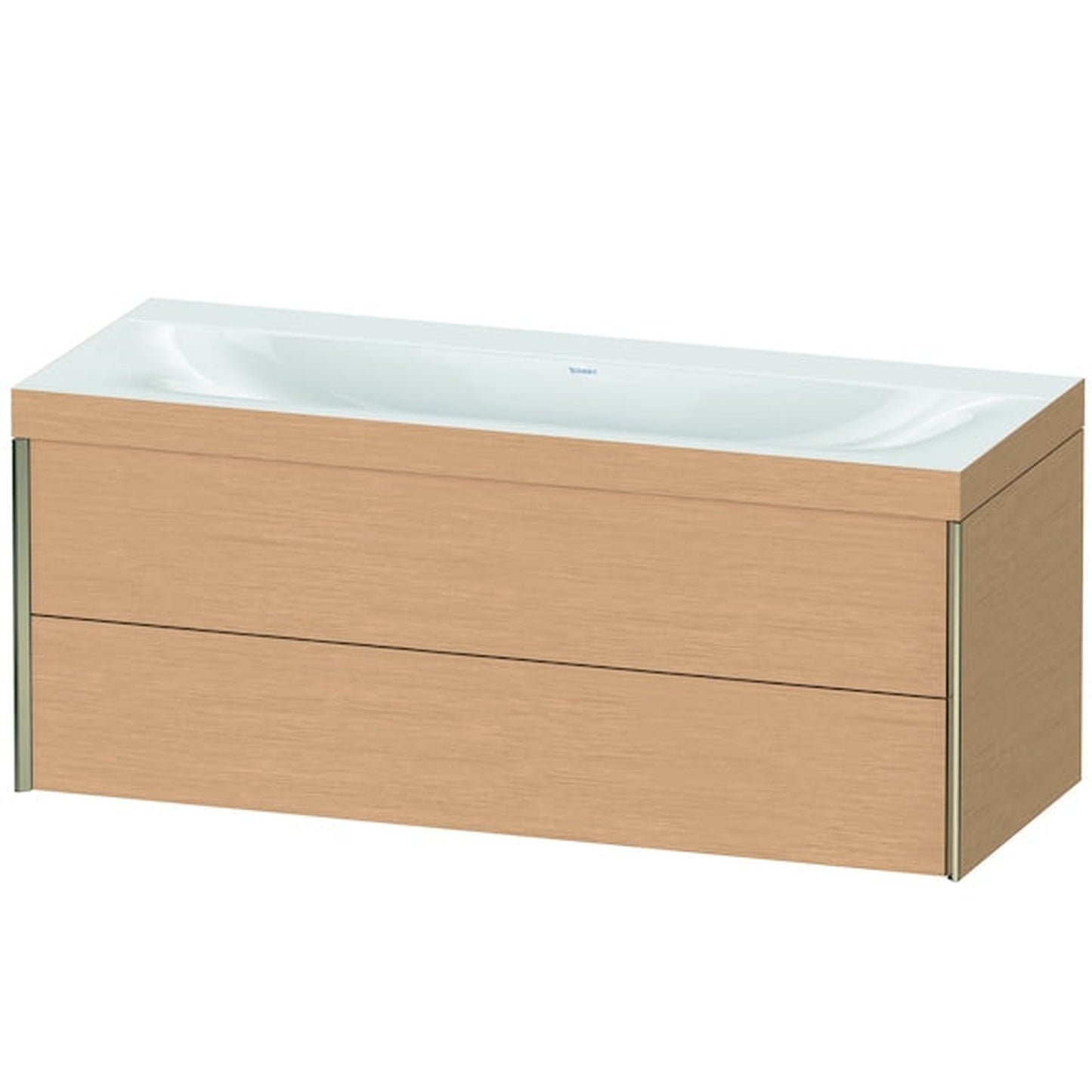 Duravit Xviu 47" x 20" x 19" Two Drawer C-Bonded Wall-Mount Vanity Kit Without Tap Hole, Brushed Oak (XV4617NB112C)