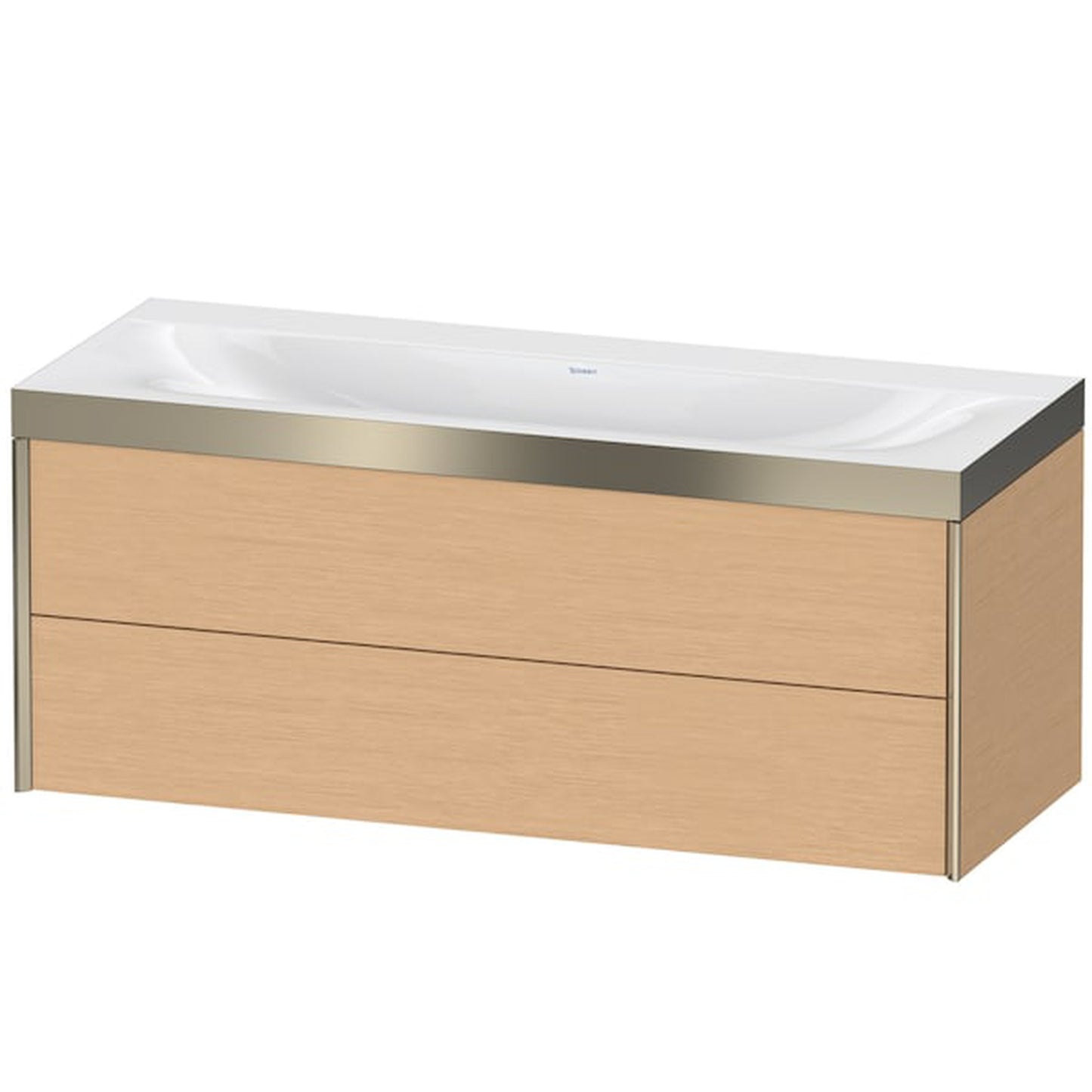 Duravit Xviu 47" x 20" x 19" Two Drawer C-Bonded Wall-Mount Vanity Kit Without Tap Hole, Brushed Oak (XV4617NB112P)