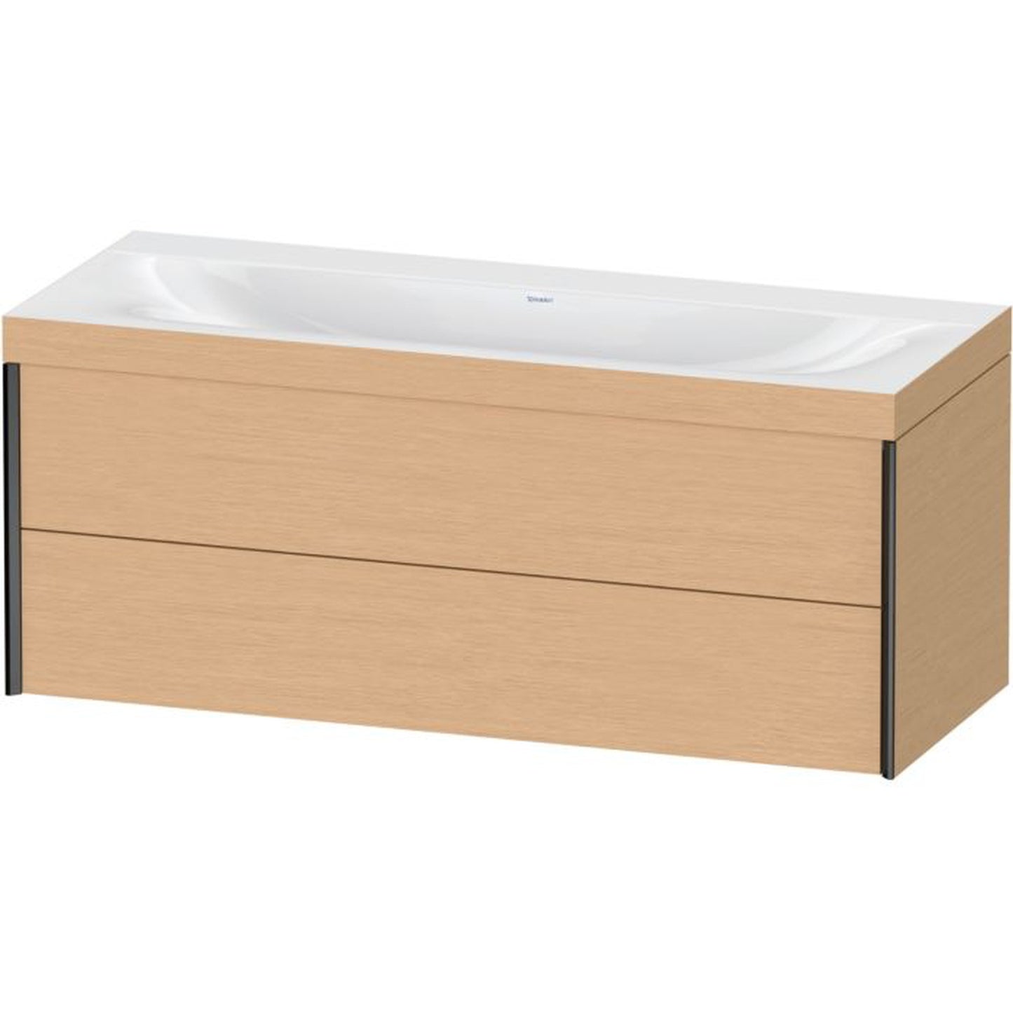 Duravit Xviu 47" x 20" x 19" Two Drawer C-Bonded Wall-Mount Vanity Kit Without Tap Hole, Brushed Oak (XV4617NB212C)