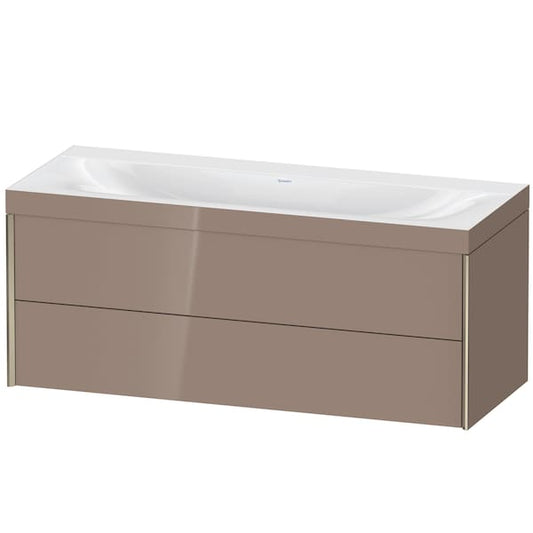 Duravit Xviu 47" x 20" x 19" Two Drawer C-Bonded Wall-Mount Vanity Kit Without Tap Hole, Cappuccino (XV4617NB186C)