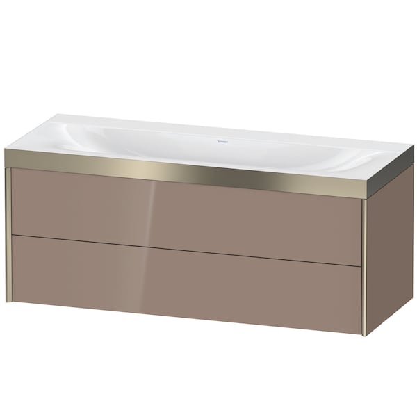 Duravit Xviu 47" x 20" x 19" Two Drawer C-Bonded Wall-Mount Vanity Kit Without Tap Hole, Cappuccino (XV4617NB186P)