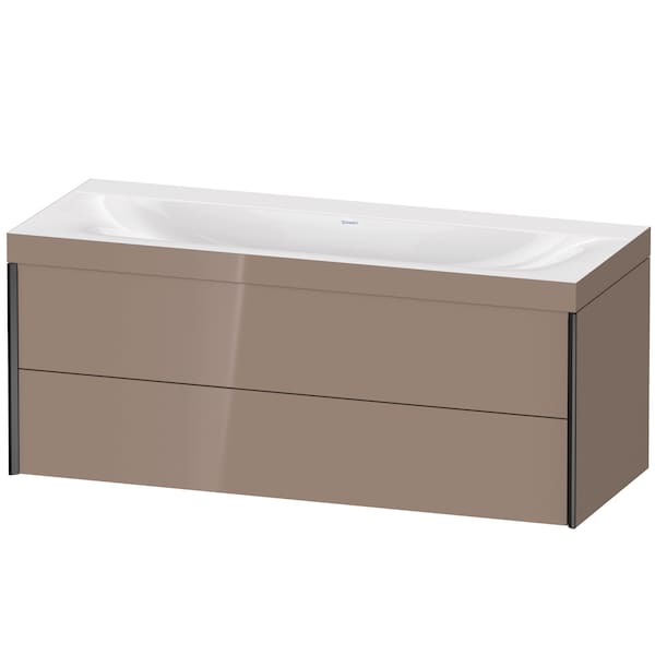Duravit Xviu 47" x 20" x 19" Two Drawer C-Bonded Wall-Mount Vanity Kit Without Tap Hole, Cappuccino (XV4617NB286C)