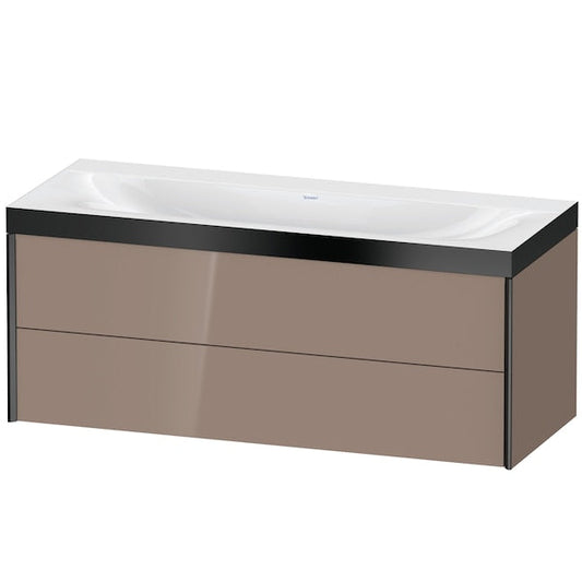 Duravit Xviu 47" x 20" x 19" Two Drawer C-Bonded Wall-Mount Vanity Kit Without Tap Hole, Cappuccino (XV4617NB286P)