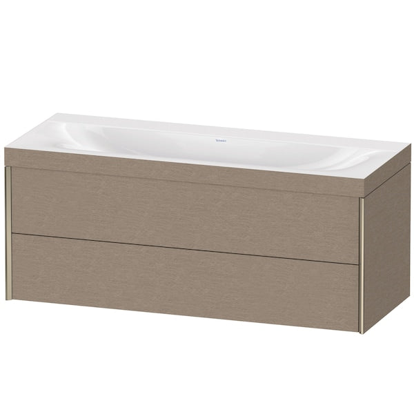Duravit Xviu 47" x 20" x 19" Two Drawer C-Bonded Wall-Mount Vanity Kit Without Tap Hole, Cashmere Oak (XV4617NB111C)