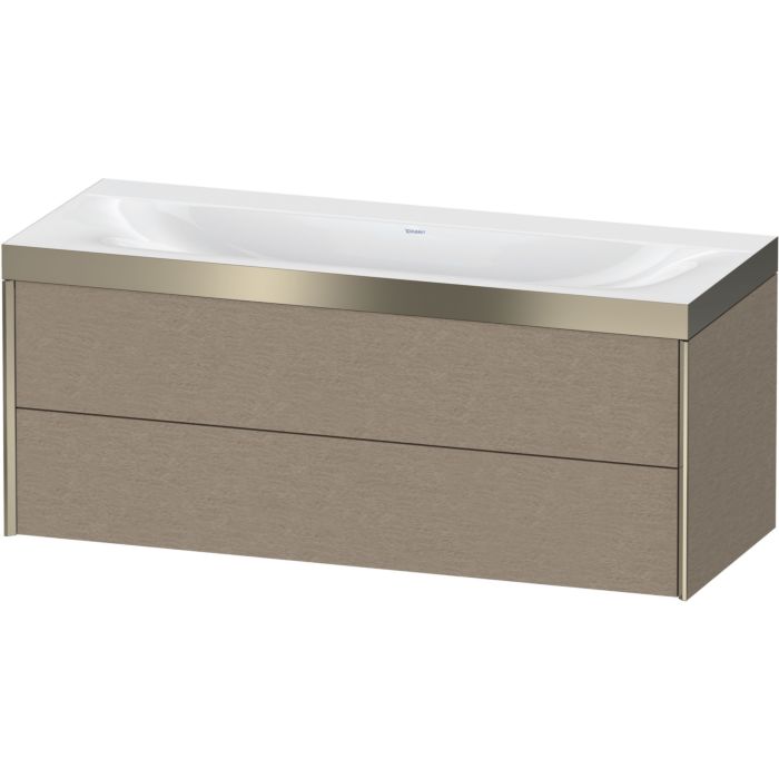 Duravit Xviu 47" x 20" x 19" Two Drawer C-Bonded Wall-Mount Vanity Kit Without Tap Hole, Cashmere Oak (XV4617NB111P)