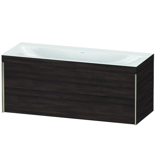 Duravit Xviu 47" x 20" x 19" Two Drawer C-Bonded Wall-Mount Vanity Kit Without Tap Hole, Chestnut Dark (XV4617NB153C)