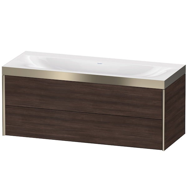 Duravit Xviu 47" x 20" x 19" Two Drawer C-Bonded Wall-Mount Vanity Kit Without Tap Hole, Chestnut Dark (XV4617NB153P)