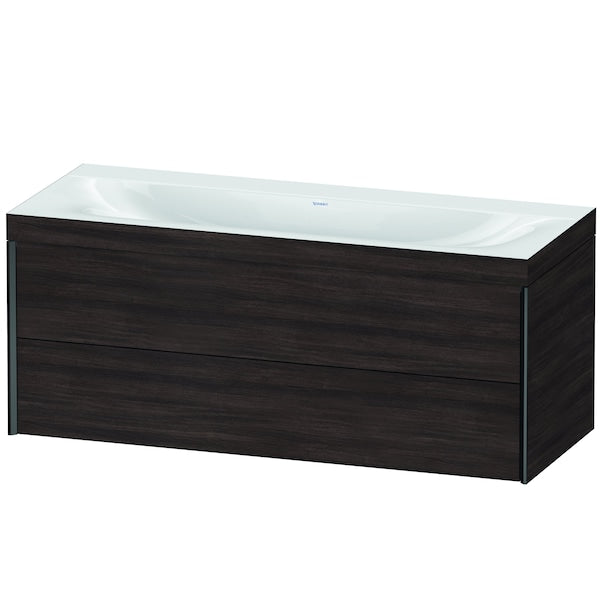 Duravit Xviu 47" x 20" x 19" Two Drawer C-Bonded Wall-Mount Vanity Kit Without Tap Hole, Chestnut Dark (XV4617NB253C)