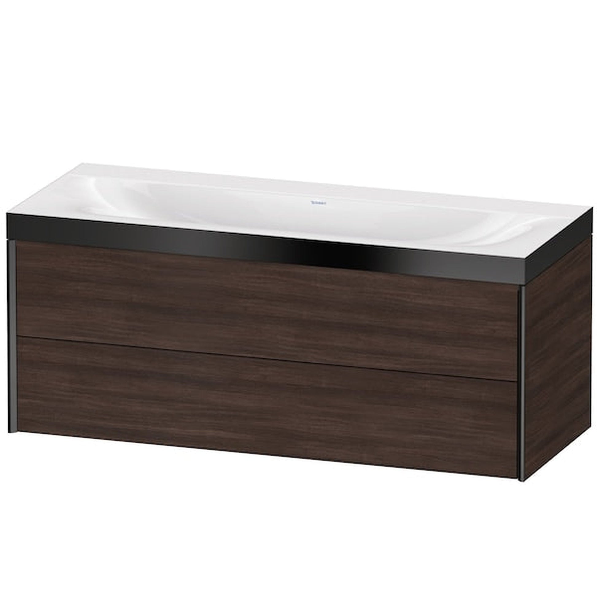 Duravit Xviu 47" x 20" x 19" Two Drawer C-Bonded Wall-Mount Vanity Kit Without Tap Hole, Chestnut Dark (XV4617NB253P)