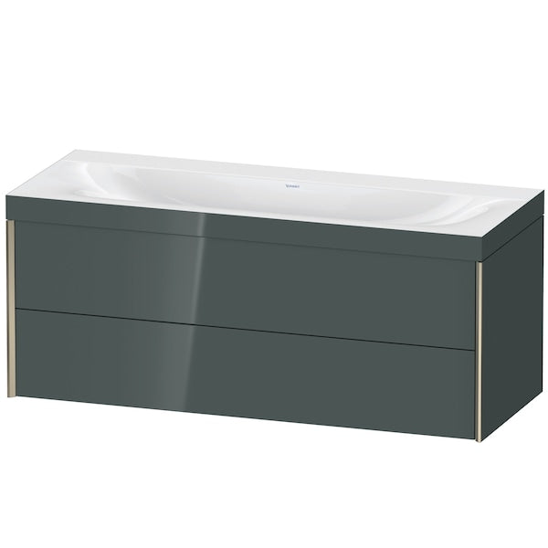 Duravit Xviu 47" x 20" x 19" Two Drawer C-Bonded Wall-Mount Vanity Kit Without Tap Hole, Dolomite Gray (XV4617NB138C)