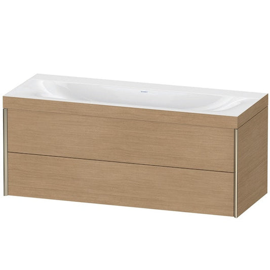 Duravit Xviu 47" x 20" x 19" Two Drawer C-Bonded Wall-Mount Vanity Kit Without Tap Hole, European Oak (XV4617NB152C)