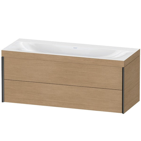 Duravit Xviu 47" x 20" x 19" Two Drawer C-Bonded Wall-Mount Vanity Kit Without Tap Hole, European Oak (XV4617NB252C)