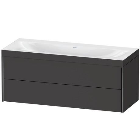 Duravit Xviu 47" x 20" x 19" Two Drawer C-Bonded Wall-Mount Vanity Kit Without Tap Hole, Graphite (XV4617NB280C)