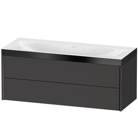 Duravit Xviu 47" x 20" x 19" Two Drawer C-Bonded Wall-Mount Vanity Kit Without Tap Hole, Graphite (XV4617NB280P)