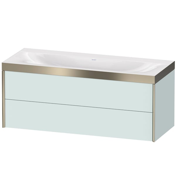 Duravit Xviu 47" x 20" x 19" Two Drawer C-Bonded Wall-Mount Vanity Kit Without Tap Hole, Light Blue (XV4617NB109P)