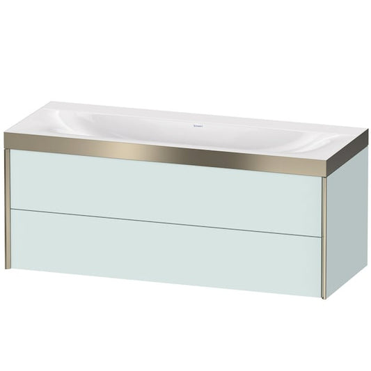Duravit Xviu 47" x 20" x 19" Two Drawer C-Bonded Wall-Mount Vanity Kit Without Tap Hole, Light Blue (XV4617NB109P)