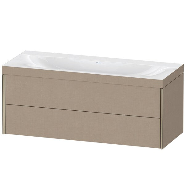 Duravit Xviu 47" x 20" x 19" Two Drawer C-Bonded Wall-Mount Vanity Kit Without Tap Hole, Linen (XV4617NB175C)