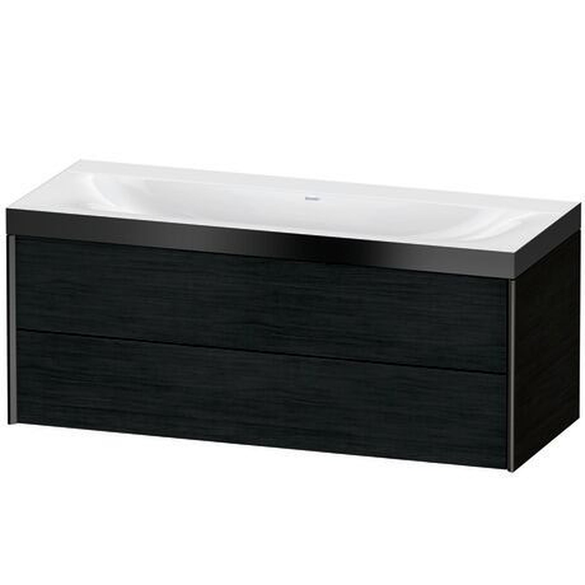 Duravit Xviu 47" x 20" x 19" Two Drawer C-Bonded Wall-Mount Vanity Kit Without Tap Hole, Oak Black (XV4617NB216P)