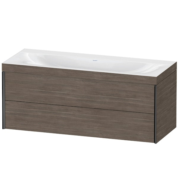 Duravit Xviu 47" x 20" x 19" Two Drawer C-Bonded Wall-Mount Vanity Kit Without Tap Hole, Pine Terra (XV4617NB251C)