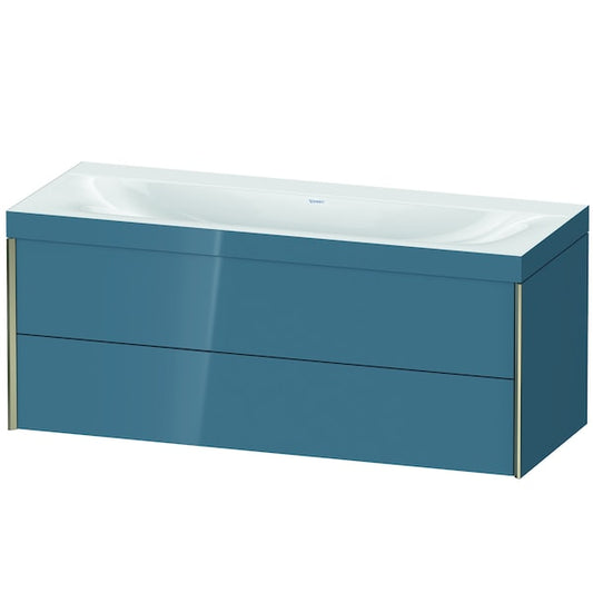 Duravit Xviu 47" x 20" x 19" Two Drawer C-Bonded Wall-Mount Vanity Kit Without Tap Hole, Stone Blue (XV4617NB147C)