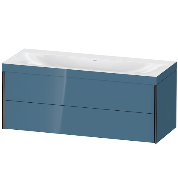 Duravit Xviu 47" x 20" x 19" Two Drawer C-Bonded Wall-Mount Vanity Kit Without Tap Hole, Stone Blue (XV4617NB247C)
