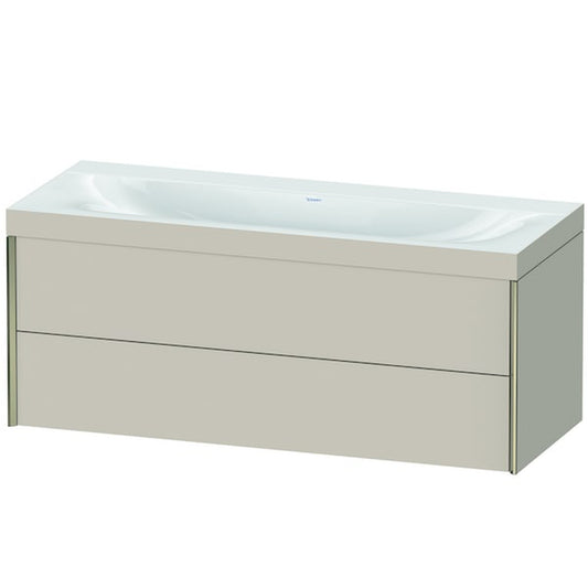 Duravit Xviu 47" x 20" x 19" Two Drawer C-Bonded Wall-Mount Vanity Kit Without Tap Hole, Taupe (XV4617NB191C)